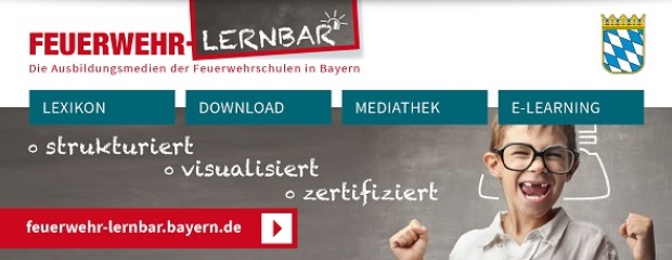 Internetseite der Feuerwehr-Lernbar: feuerwehr-lernbar.bayern.de