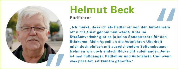 Portrait und Zitat Helmut Beck, Radfahrer